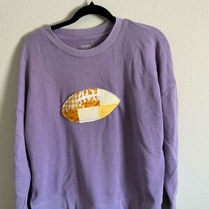 Time and Tru Lavender Sweater with Football Patch